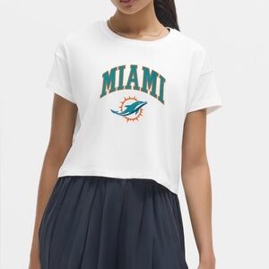 Women's lululemon NFL Miami Dolphins Cates T-Shirt Cropped Size 4 White New Tag​